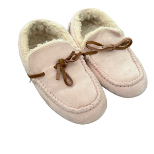 Cozy Pink Harlow Moccasin Slippers with Bow